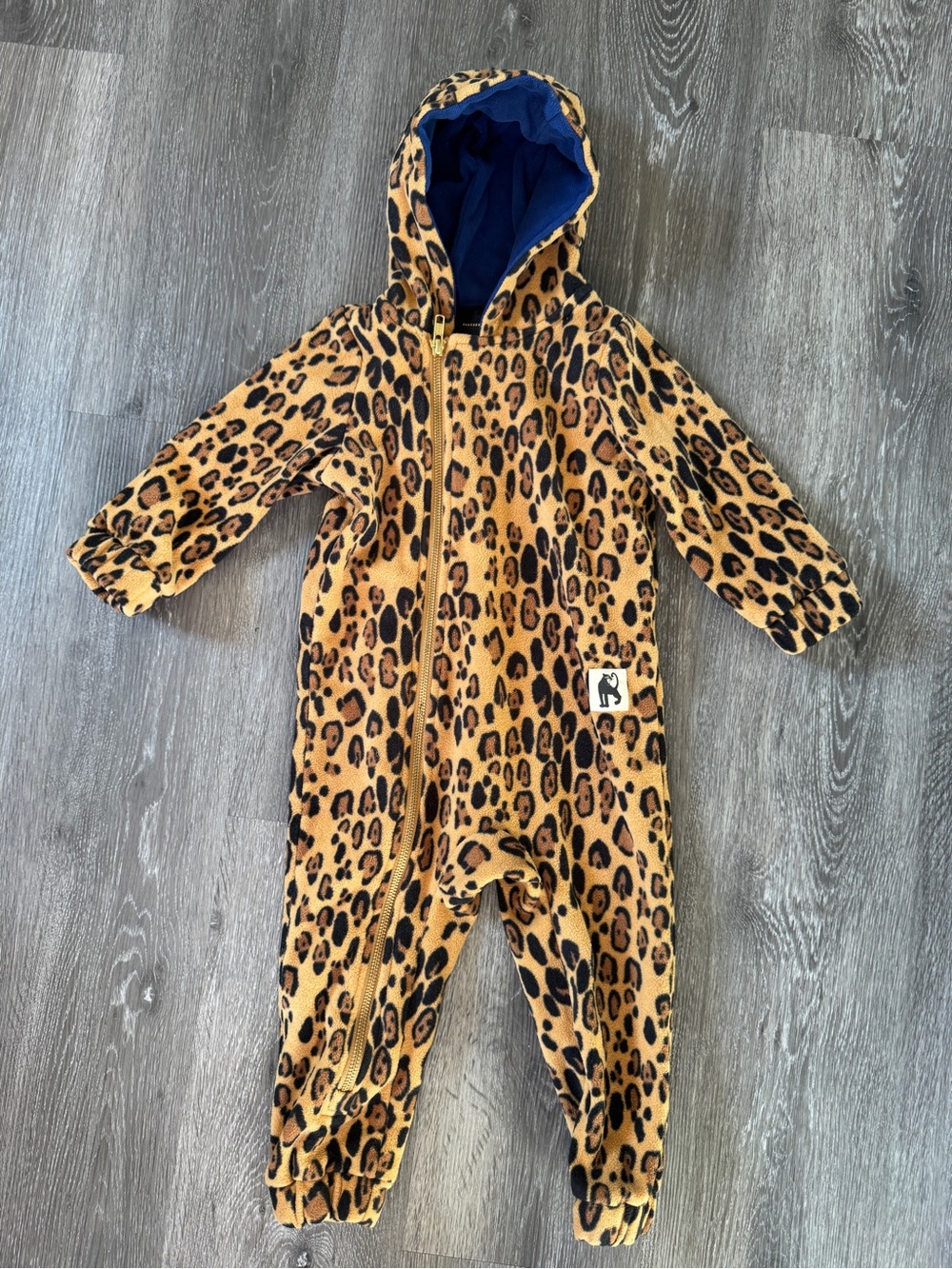Mini Rodini Leopard Print Hooded Fleece Bunting